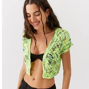 NWOT URBAN OUTFITTERS Uo Lottie Shrug Sweater Crochet In Green